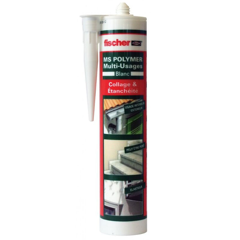 Mastic-Colle FISCHER MS Polymer polyvalent Blanc Cartouche 290 ml