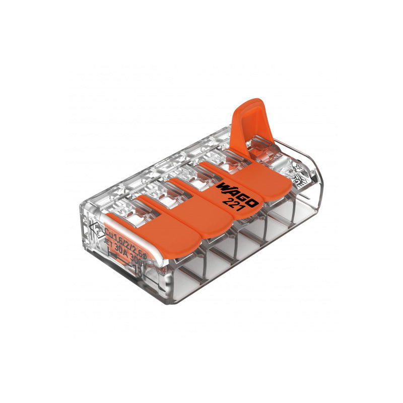 Lot de 15 bornes WAGO 221 5x6mm² à leviers souple & rigide
