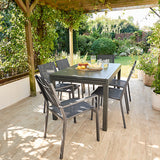 Table de jardin Austin - Aluminium - Gris anthracite - 6 personnes