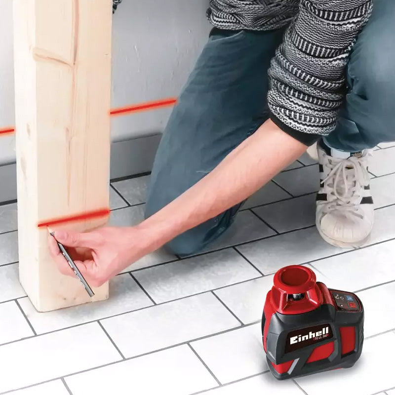Niveau laser croix TE-LL 360 EINHELL (Portée 20 m, Niveau à bulle digital), Livré avec support mural et sacoche de rangement