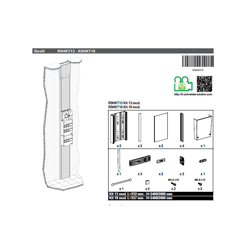Kit goulotte SCHNEIDER R9HKT13 GTL 2 parties Rési9