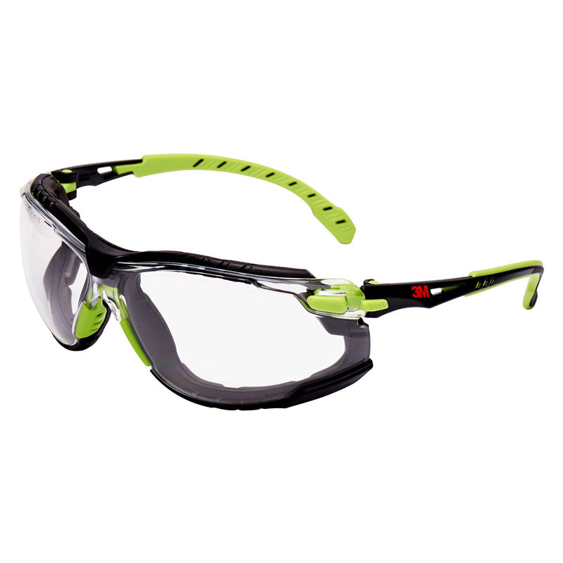 Lunettes 3M™ Solus™ 1000 traitement Scotchgard™ - Branches Vert/Noir - Joint amovible  Transparent