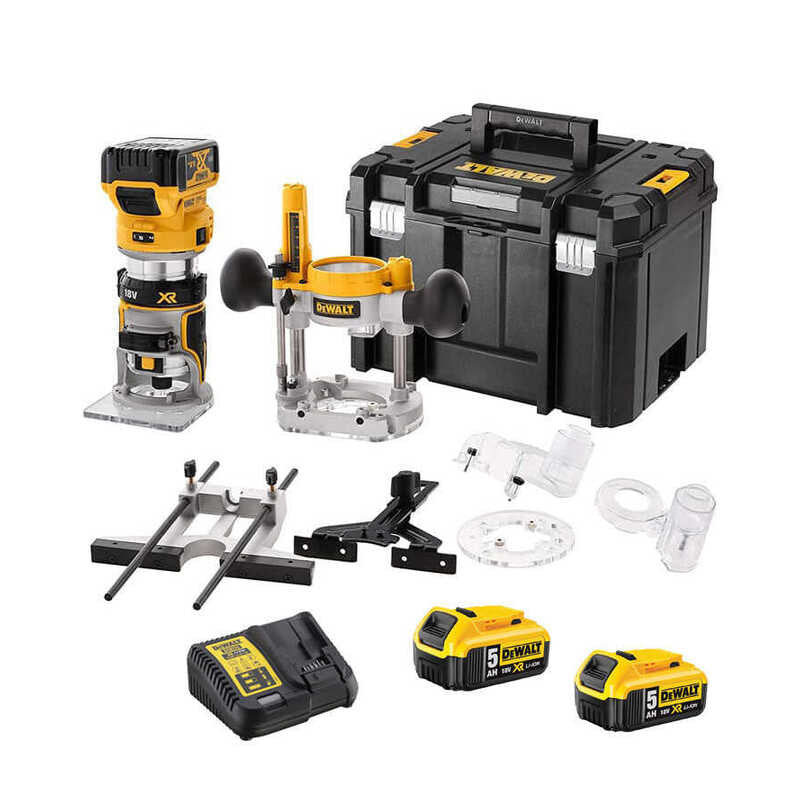 Affleureuse défonceuse XR 18V 5Ah Li-Ion Brushless 8 mm  DCW604P2-QW