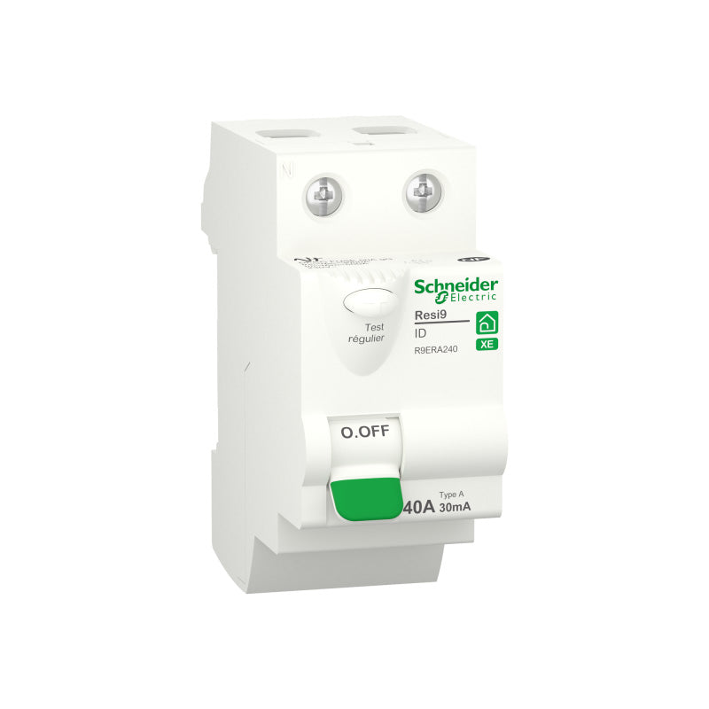 Interrupteur différentiel SCHNEIDER R9ERA240 40A type A 30mA 1P+N embrochable Resi9 XE
