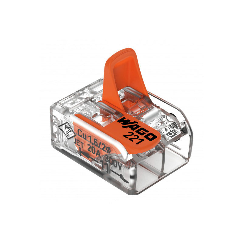 Lot de 100 bornes WAGO 221 Mini 2x4mm² à leviers souple & rigide