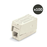 Lot de 100 bornes pour luminaires WAGO 2,5 mm² / 2 rigides - 1 souple / 105°C / Blanc