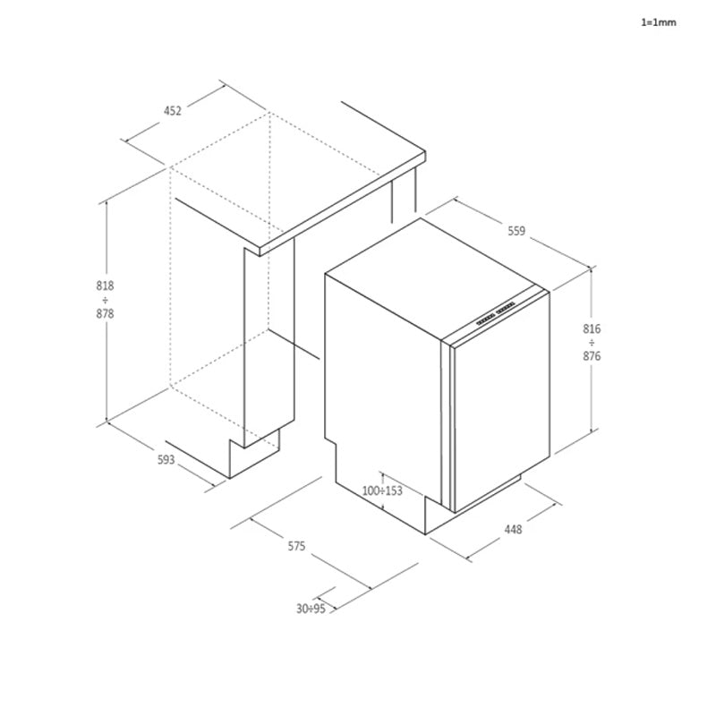 Lave vaisselle intégrable largeur 45cm ROSIERES RDIH 2T1145-47