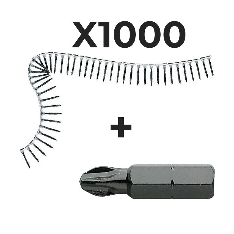Boite de 1000 Vis vrac 3.5x25mm SENCO - GF525TD-FR + 1 embout PH2