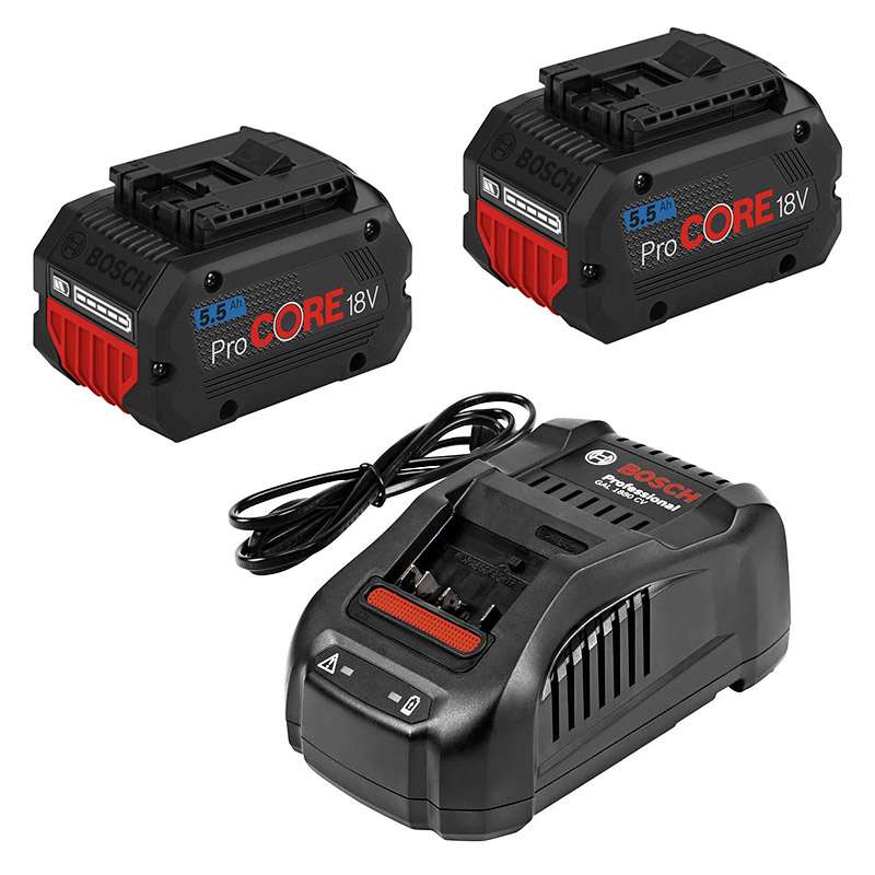 Pack 2 Batteries BOSCH ProCORE18V 5,5Ah Professional + Chargeur GAL 1880 CV Professional