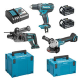 Pack 3 outils MAKITA DLX3078MJ (DDF482 + DGA504 + DHR241) 18V Li-Ion (3x4Ah)