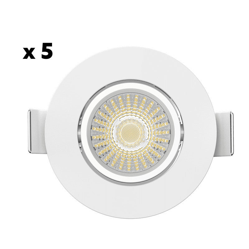 Pack 5 Spot LED SOLUM LIBRA S0050690D extra plat RT2012 RE2020 encastrable orientable dimmable 6W, IP65