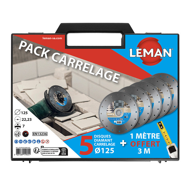 Pack carrelage LEMAN PACKCARRELAGE - 5 disques diamant + 1 mètre offert