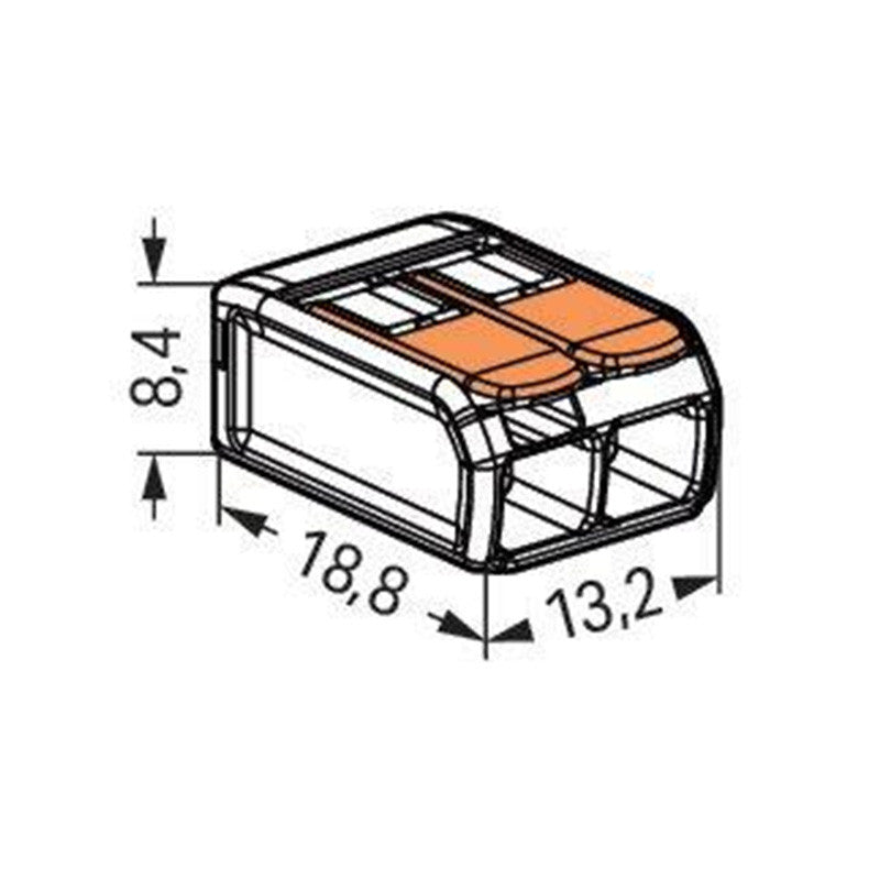 Pack de 100 Bornes à levier WAGO 221-412 - 2 x 4 mm²