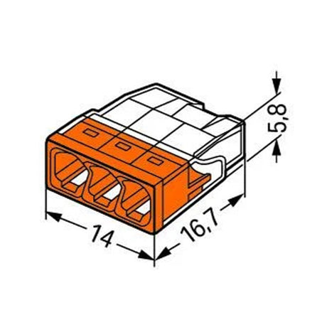 Pack de 100 Bornes à levier WAGO 2273-203 - 3 x 0,5 à 2,5mm²