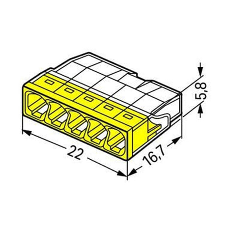 Pack de 100 Bornes à levier WAGO 2273-205 - 5 x 0,5 à 2,5mm²