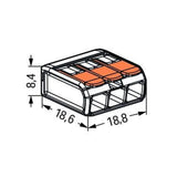 Pack de 50 Bornes à levier WAGO 221-413 - 3 x 4 mm²