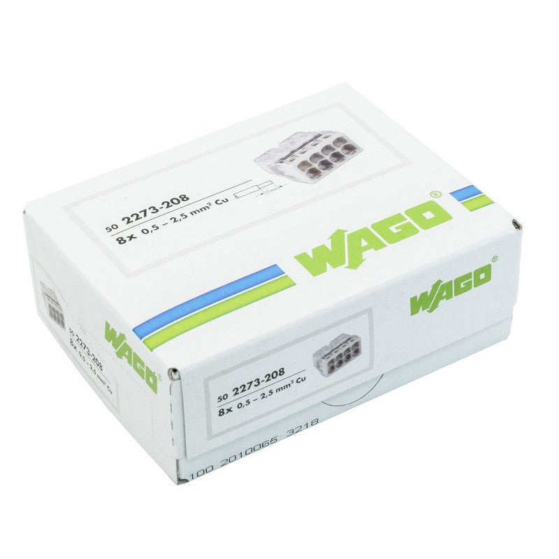 Pack de 50 Bornes à levier WAGO 2273-208 - 8 x 0,5 à 2,5mm²