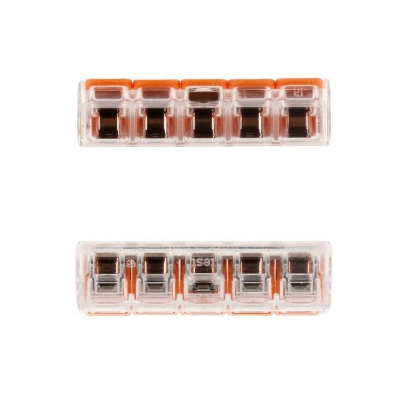 Pack de 50 bornes de connexion rapide à levier WAGO 5 entrées fil souple et rigide - S221
