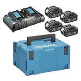 Pack Énergie MAKITA 197626-8 : Chargeur Rapide MAKITA DC18RD pour 2 Batteries + 4 Batteries 5 Ah + Mak-Pac Taille 3