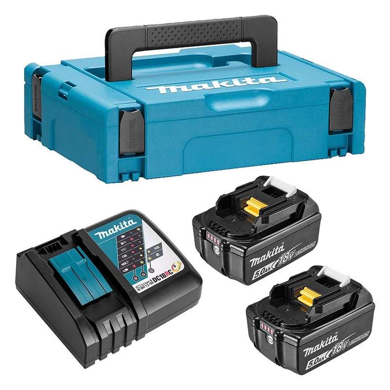 Pack MAKITA 197624-2 (Chargeur DC18RC + 2 Batteries BL1850B + Mak-Pac)