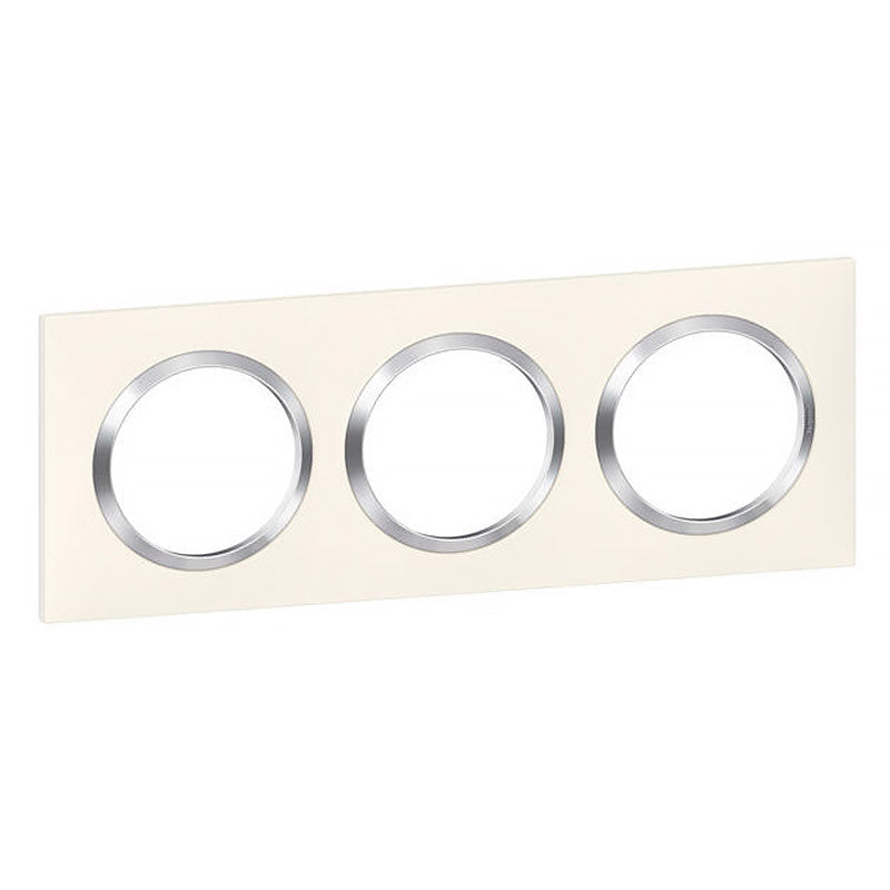 Plaque LEGRAND Dooxie 3 postes carré blanc + chrome