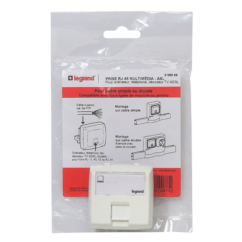 Prise RJ45 multimédia LEGRAND pour moulure appareillage en saillie blanc