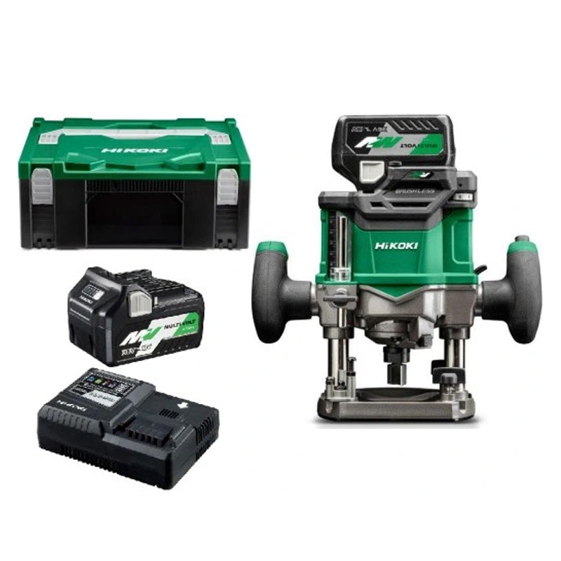 Défonceuse pince 12mm 2x36V 2,5Ah MV Brushless Hikoki M3612DAWPZ Vit variables, en coffret Hitcase Prof fraisage 50 mm