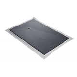 Receveur résine 120x80cm MARMOX RC12080SLATE-7015 - Grille carrée excentrée - Solid surface - Gris imitation ardoise