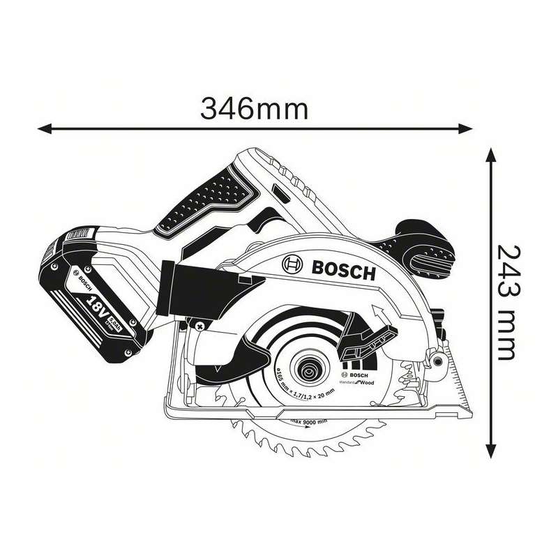 Scie circulaire sans fil Ø 165 BOSCH 06016A2200 - GKS 18V-57 Professional 18V (Machine nue)