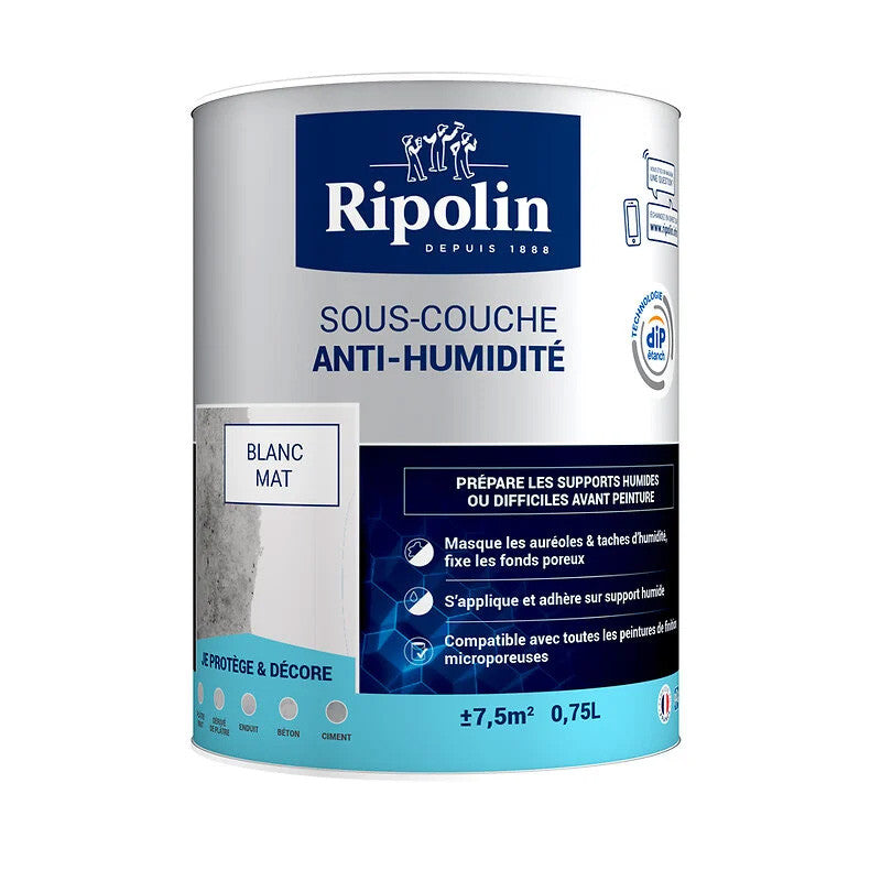 Sous-couche anti-humidité RIPOLIN 2115765 - 0,75L - mat - pour intérieur