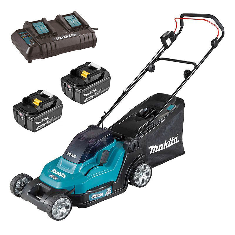 Tondeuse à gazon MAKITA DLM432CT2 (36V) 43 cm (2 x 5,0 Ah)