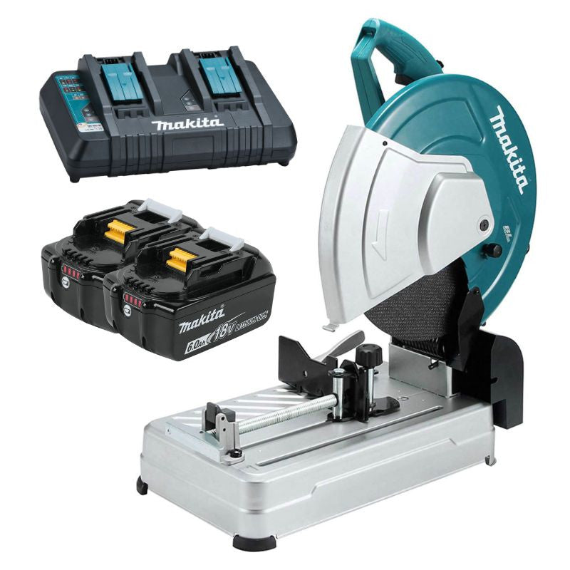 Tronçonneuse à métaux 355mm MAKITA DLW140PG2 - 2 batteries 6,0Ah + chargeur double